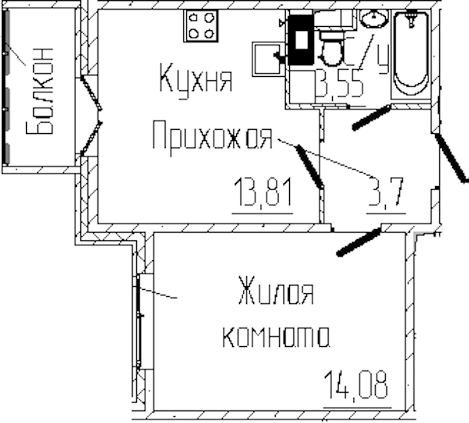 1-комнатная квартира 36.1 м², 2/6 эт., ЖК «SERTOLOVO PARK»